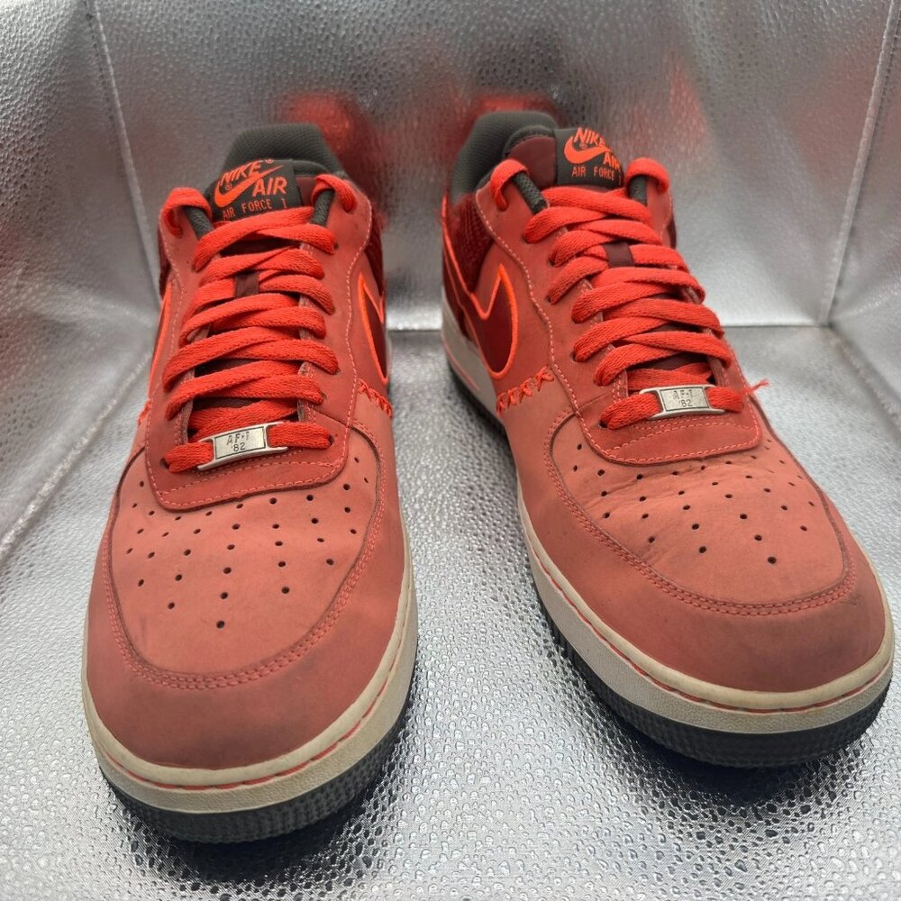 Size 12 Nike Air Force 1 Low Mens Fusion Red Lace-Up Athletic Sneaker 488298-611 - Picture 3 of 11